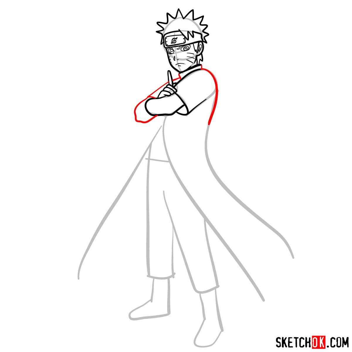 How to draw Naruto Uzumaki (Naruto anime) - Sketchok easy drawing guides